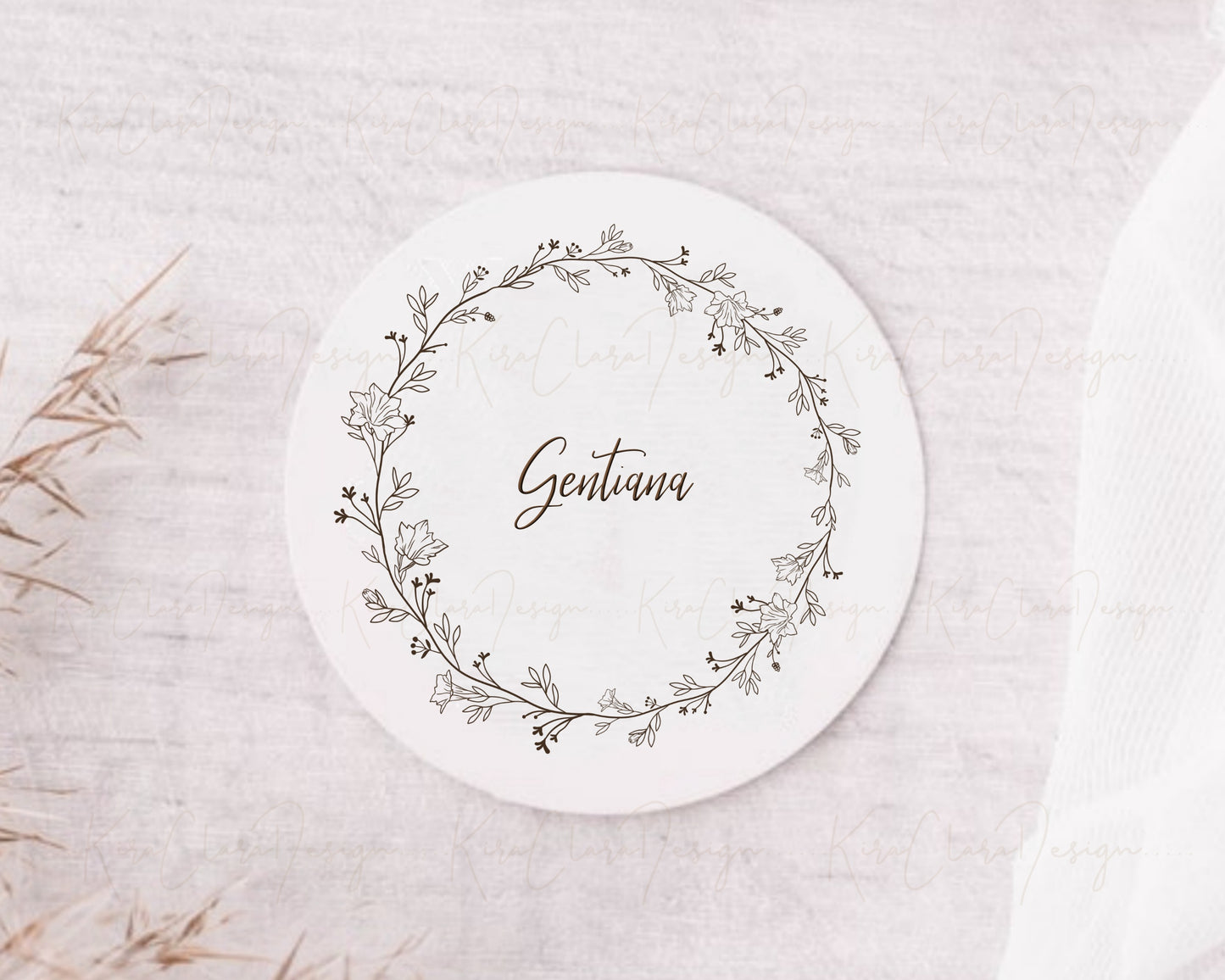 Gentiana Flower Circle Wreath Clipart