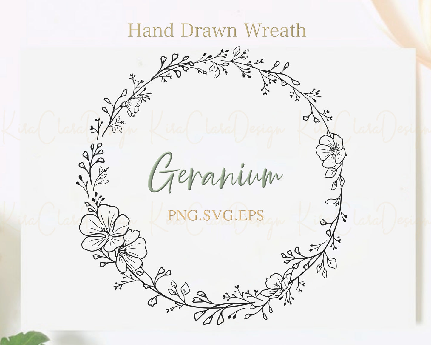 Geranium Flower Circle Wreath Clipart Cranesbills Vector