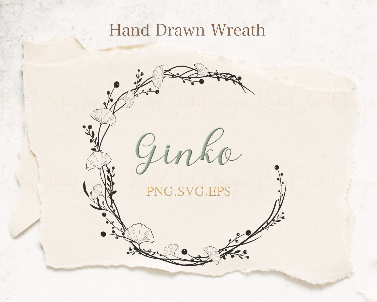 Ginko Leaf Wreath Clipart