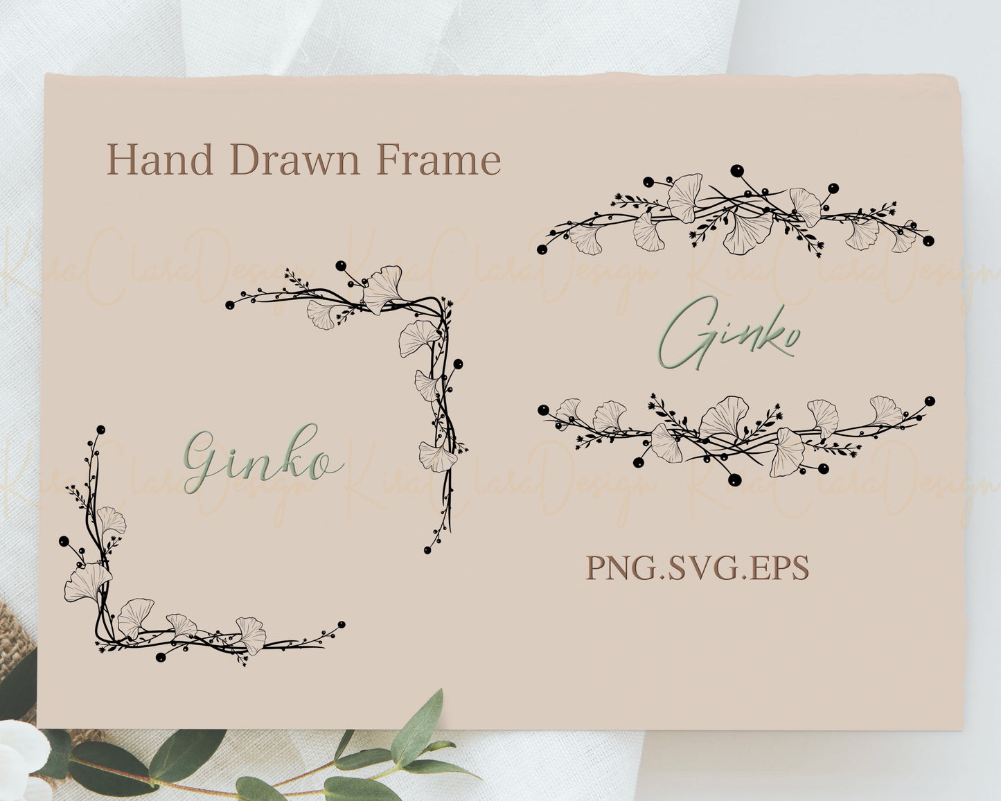 Ginko Leaf Border Frame SVG