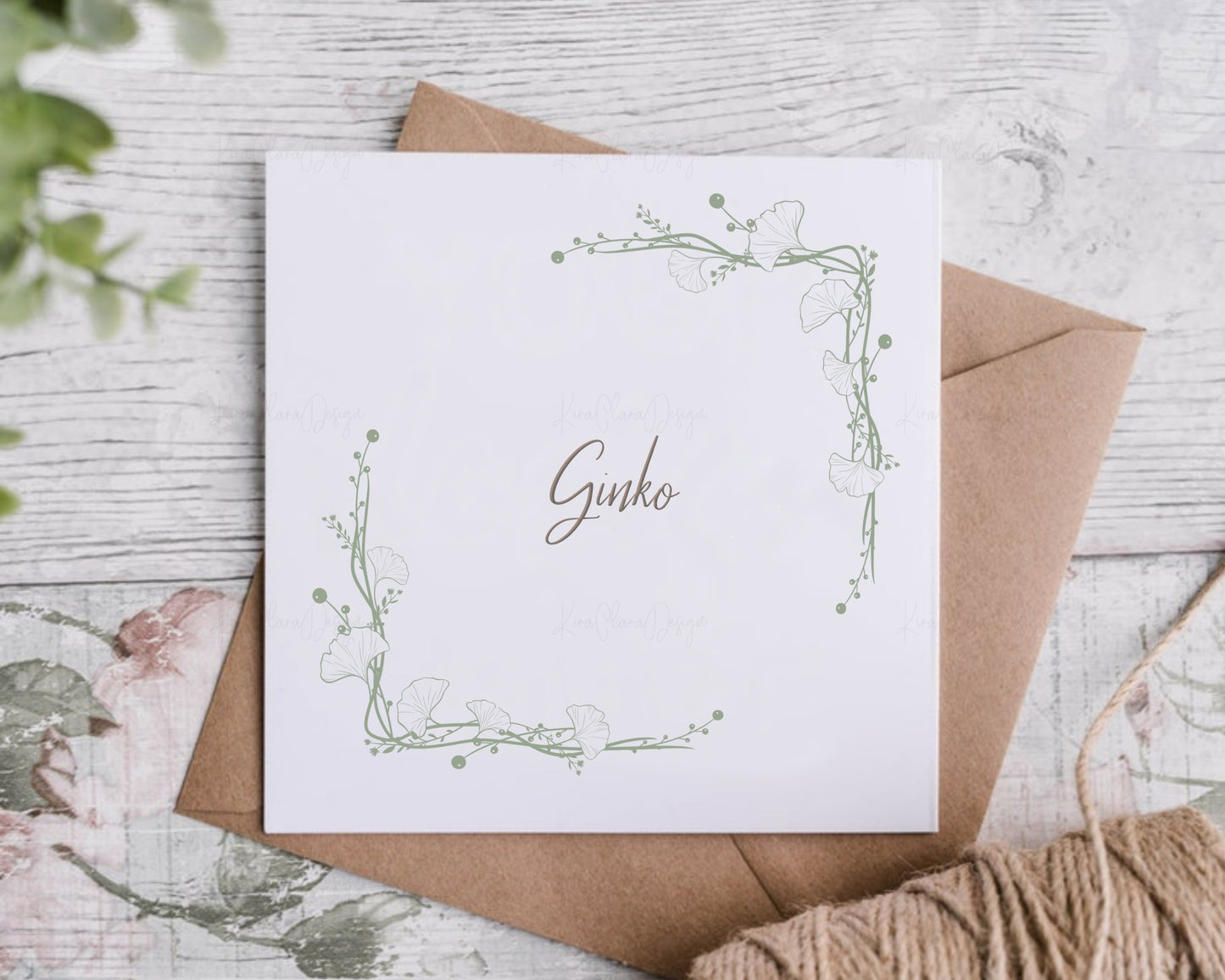 Ginko Leaf Border Frame SVG