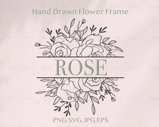 Rose Flower Split Frame Clipart