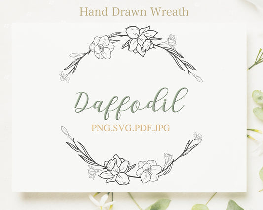 Daffodil Half Wreath Clipart SVG