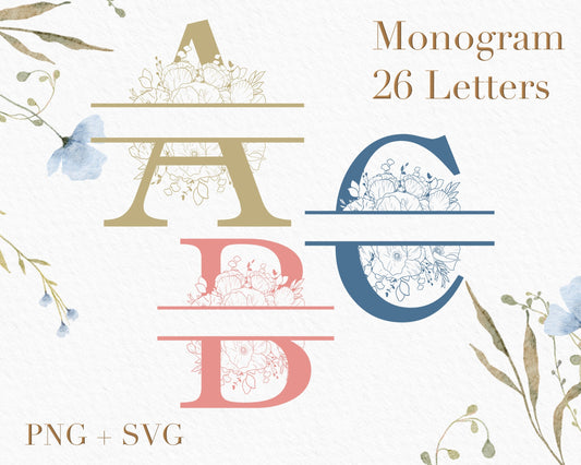 Poppy Floral Monogram Alphabet Clipart