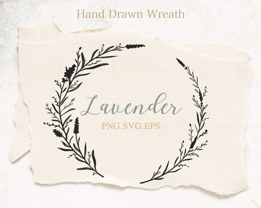 Lavender Flower Wreath Clipart SVG