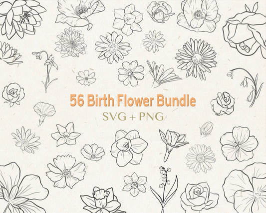 56 Birth Flower Vector Bundle