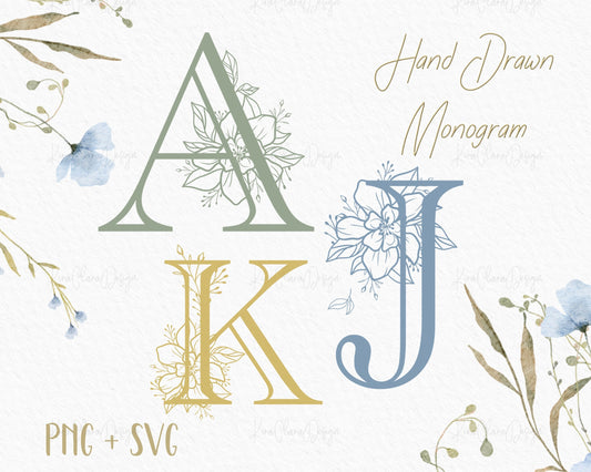 Aquilegia Floral Monogram Alphabet Clipart