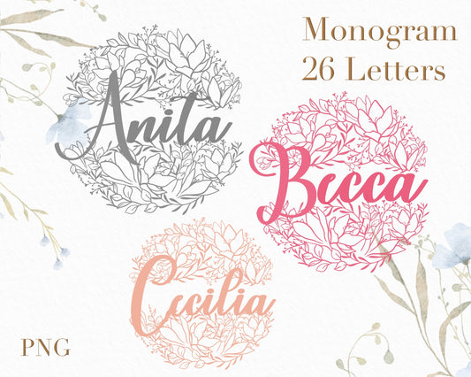 Crocus Floral Monogram Alphabet PNG