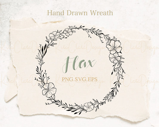 Flax Flower Wreath Clipart/Linseed SVG