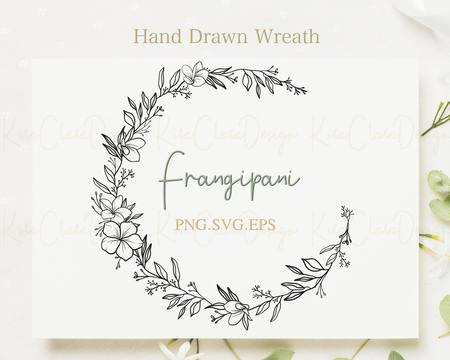 Frangipani Flower (Plumeria) Wreath Clipart