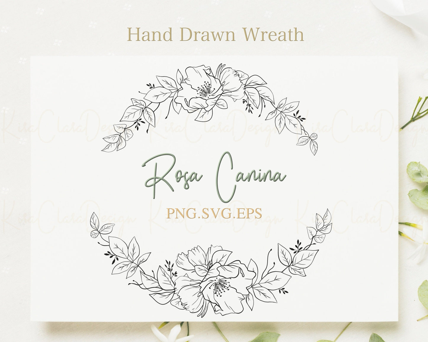 Rosa Canina Flower Wreath Clipart