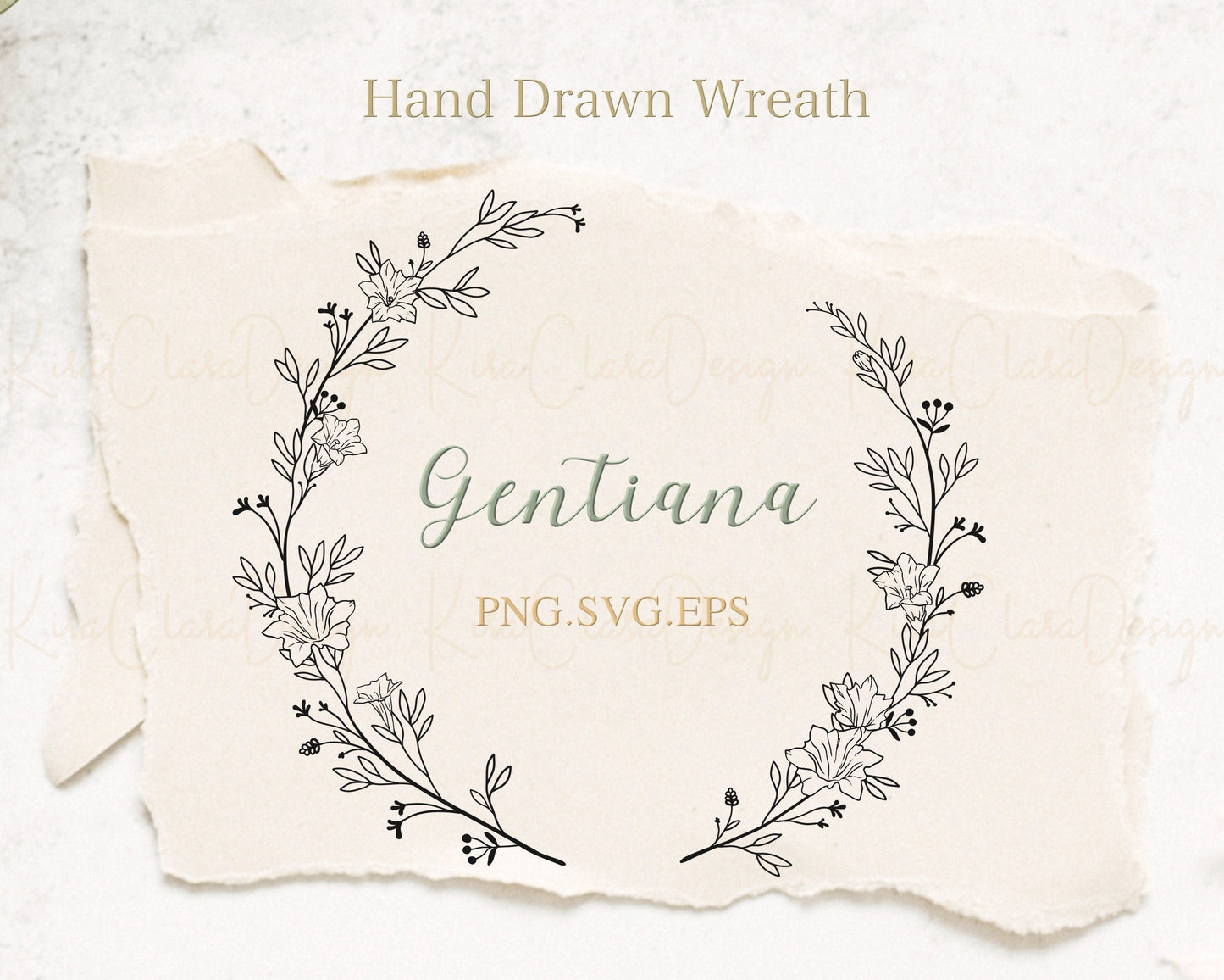 Gentiana Flower Circle Wreath Clipart