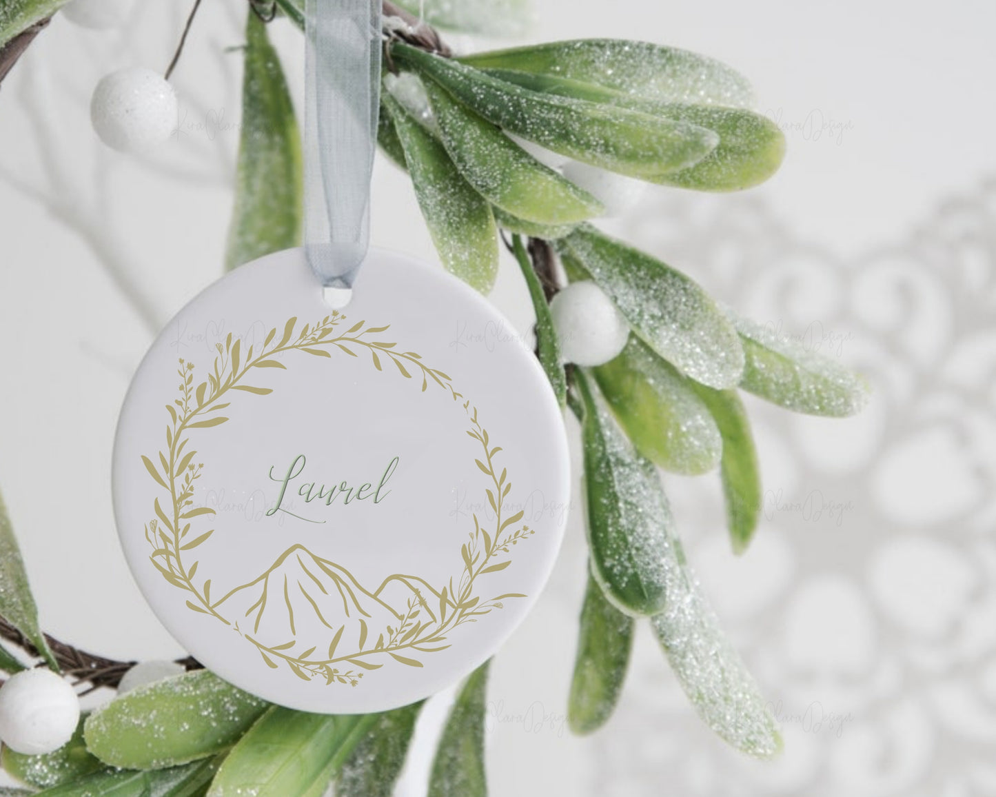 Laurel Leaf & Mountain Wreath Clipart