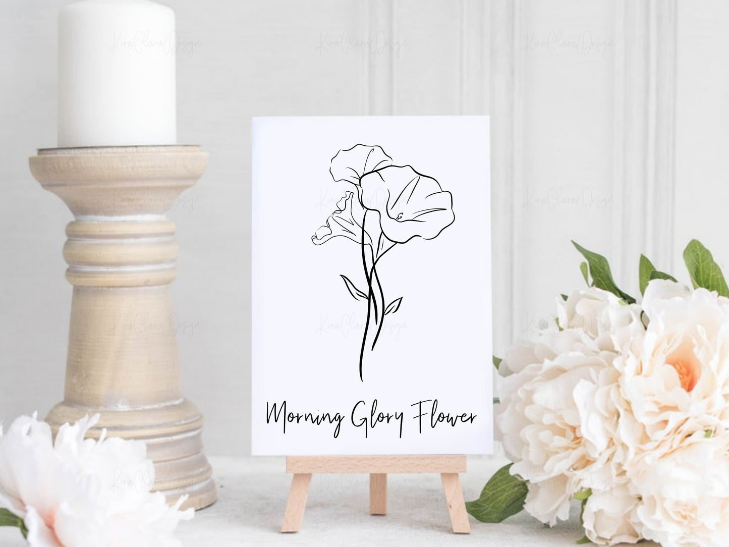 Morning Glory Birth Flower Outline Clipart SVG