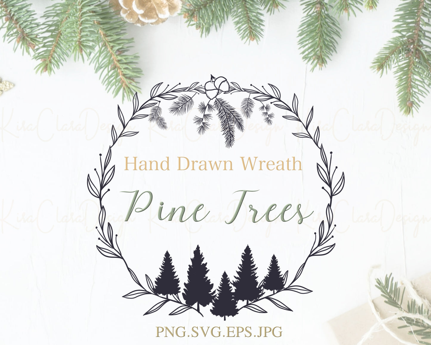 Christmas Tree Circle Wreath Clipart