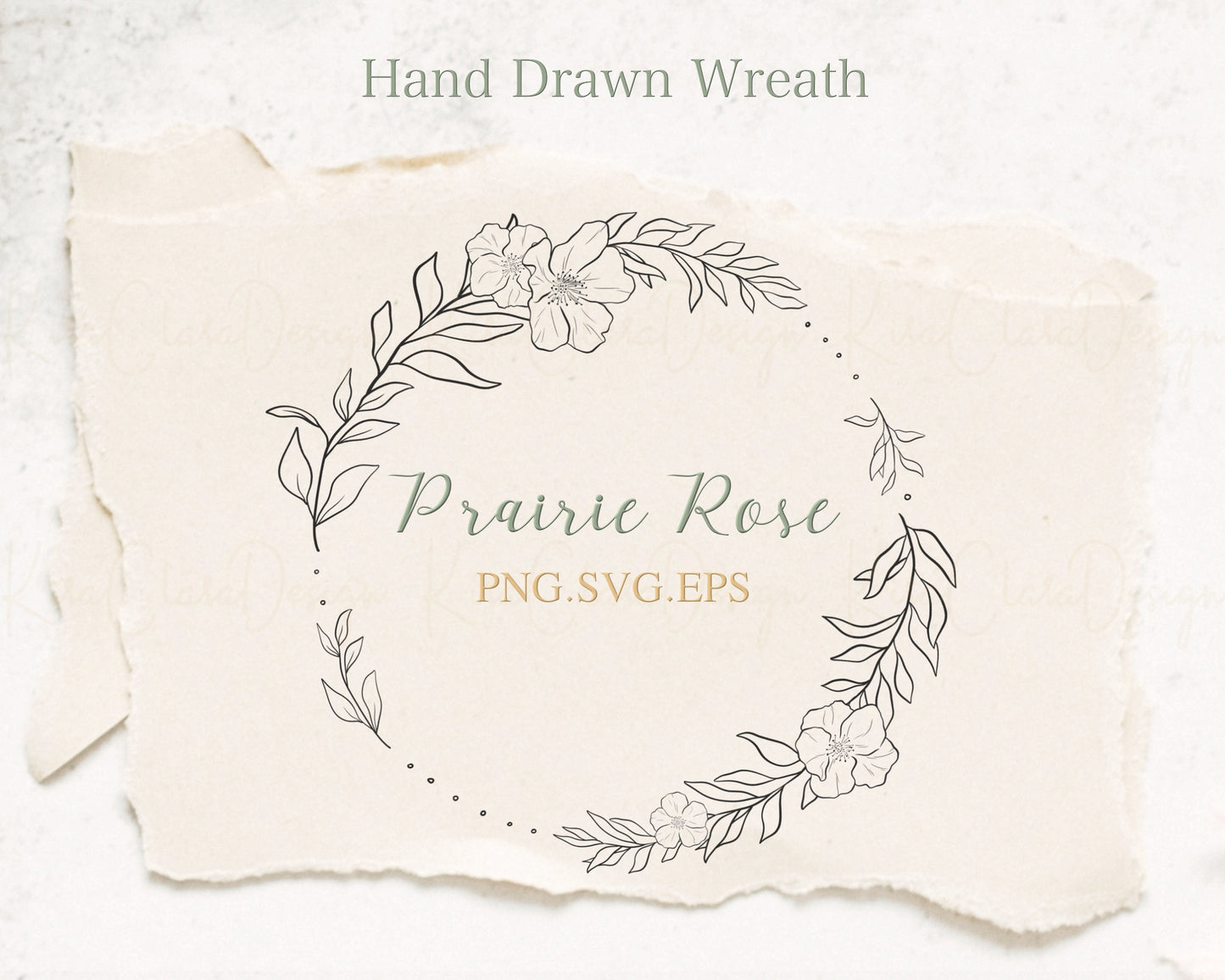 Prairie Rose Flower Wreath Clipart SVG