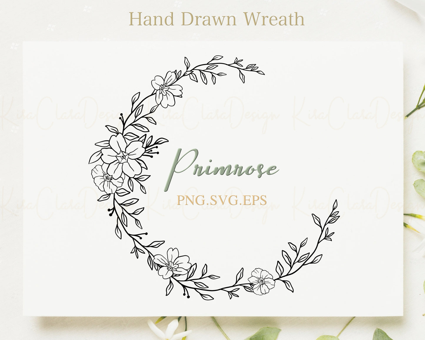 Primrose Flower Wreath Clipart SVG