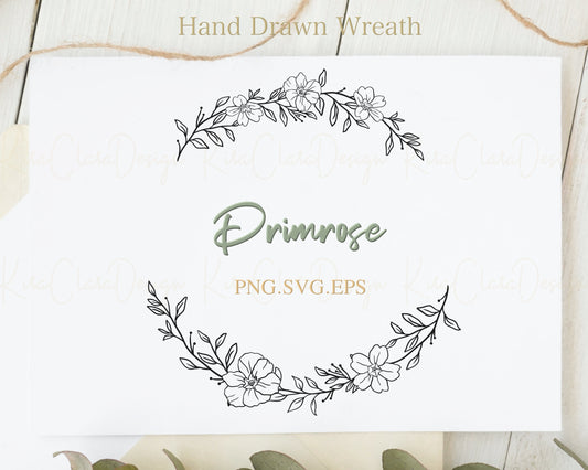 Primrose Flower Wreath Clipart SVG