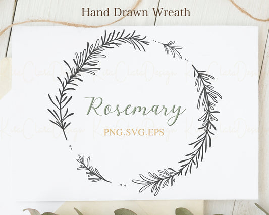 Rosemary Flower Circle Wreath Clipart SVG