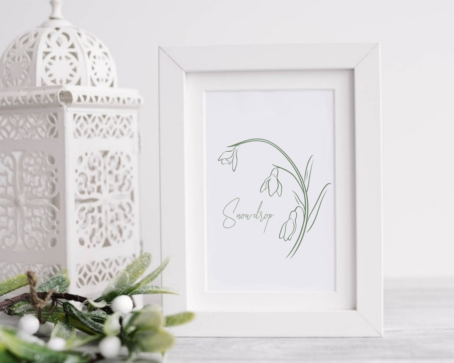 Snowdrop Birth Flower Outline Clipart SVG