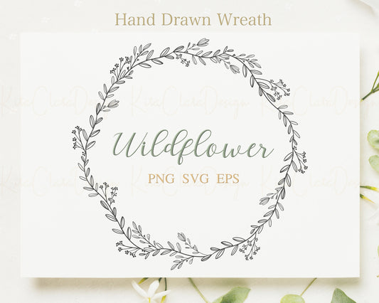 Wildflower Wreath Clipart SVG